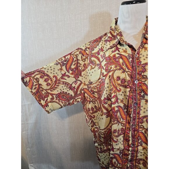 Retro Button up Womens shirt collared Long Sleeve Paisley Print size XL New - Picture 3 of 16
